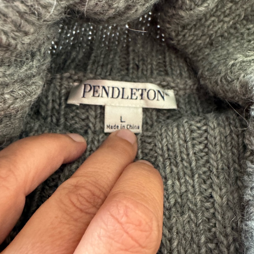 Pendleton Gray Cable Knit Turtleneck Sweater - image 3